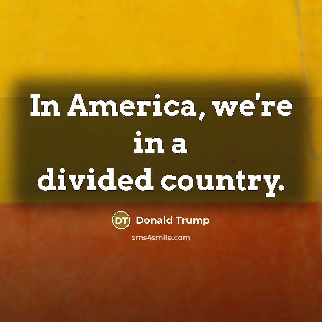 “In America, we're in a divided country.…” quote by Donald Trump