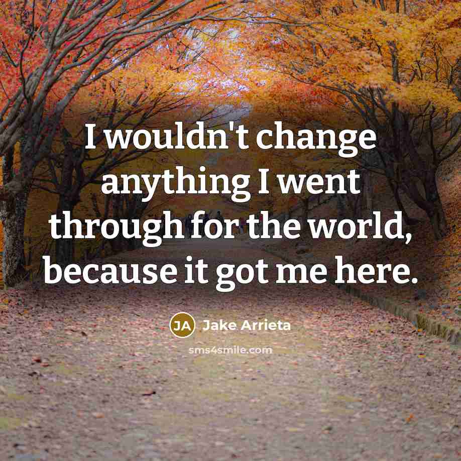 “I wouldn't change anything I went through for the world,…” quote by Jake Arrieta