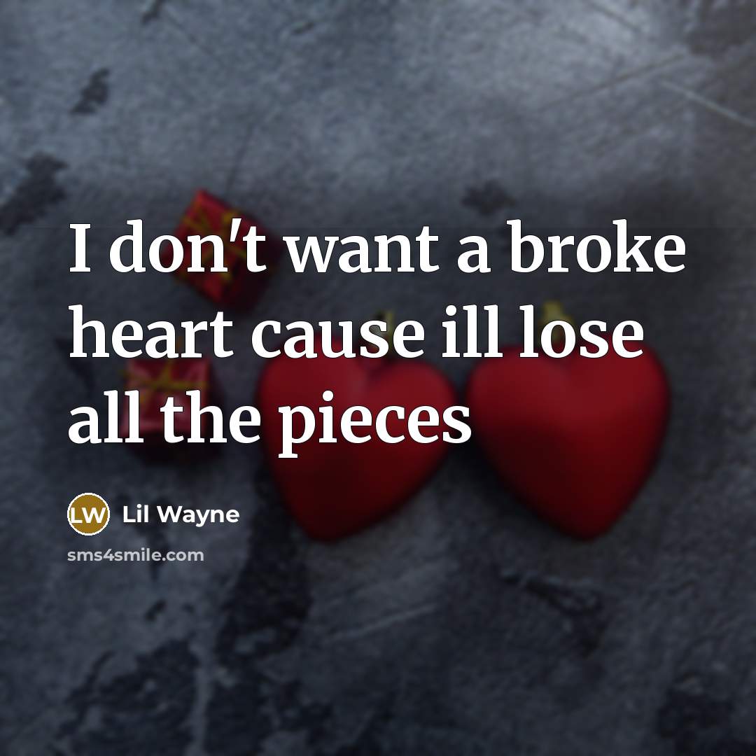 “I don't want a broke heart cause ill lose all the pieces” quote by Lil Wayne