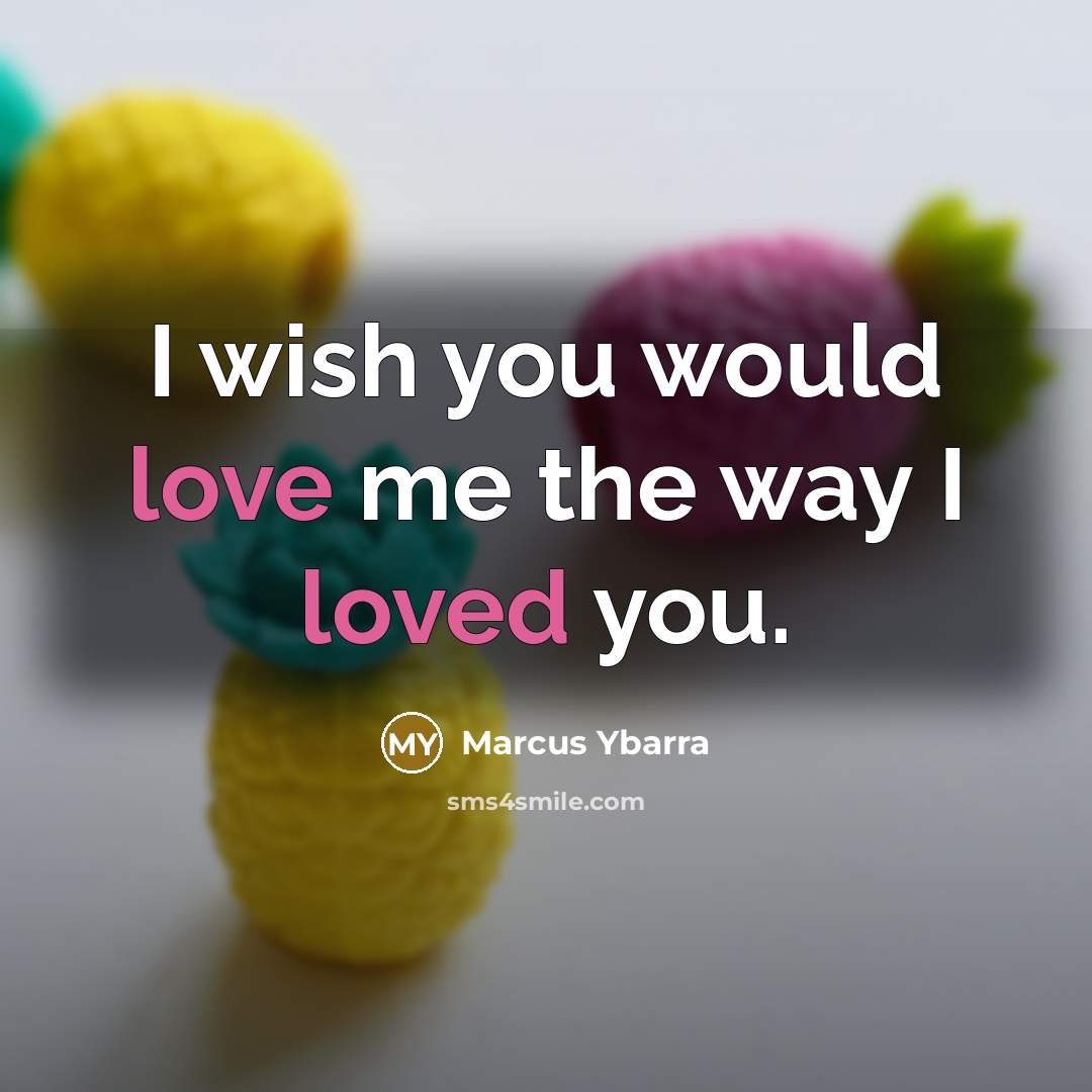 “I wish you would love me the way I loved…” quote by Marcus Ybarra