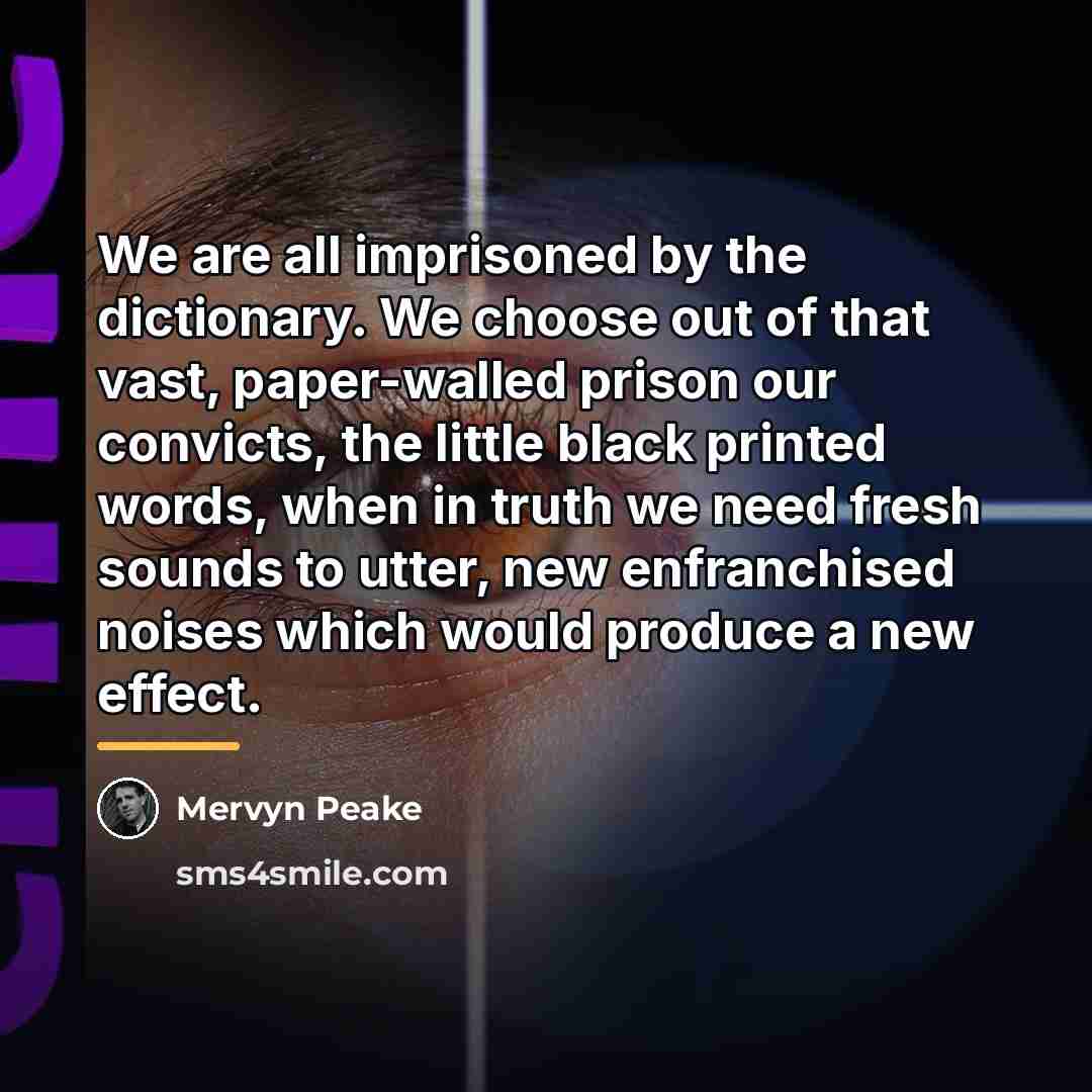 “We are all imprisoned by the dictionary. We choose out…” quote by Mervyn Peake