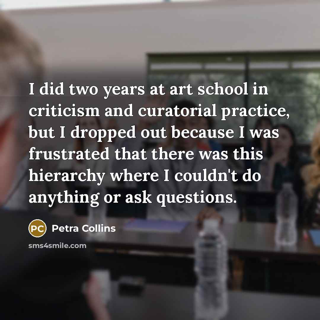 “I did two years at art school in criticism and…” quote by Petra Collins