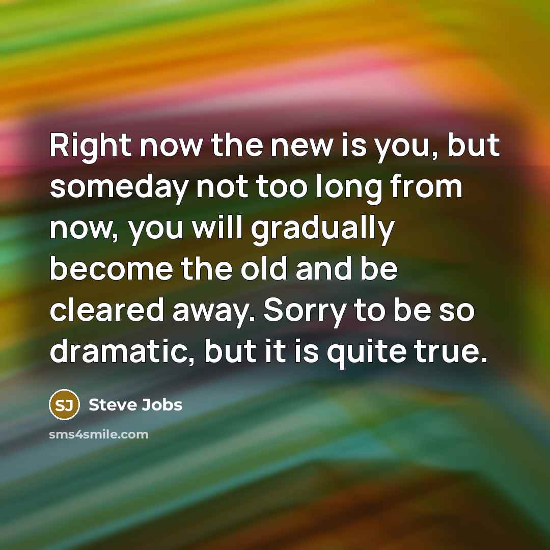 “Right now the new is you, but someday not too…” quote by Steve Jobs