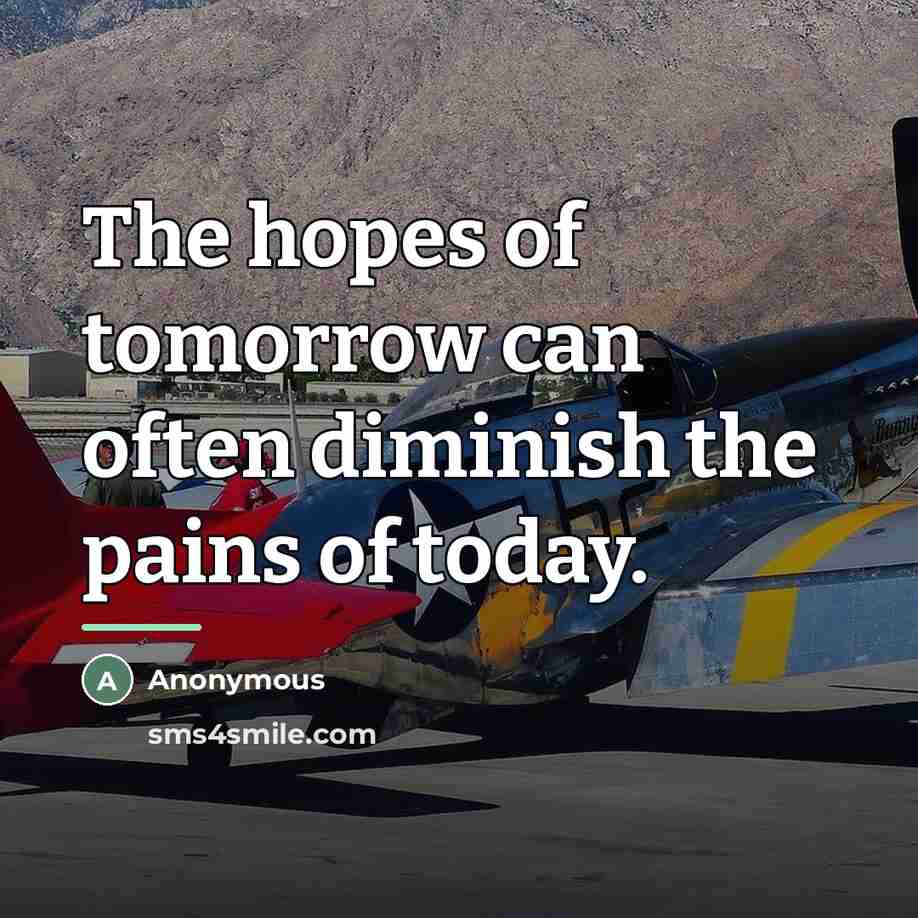 “The hopes of tomorrow can often diminish the pains of…” quote by Anonymous