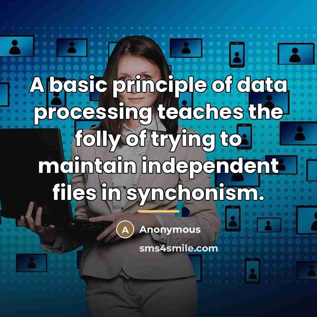 “A basic principle of data processing teaches the folly of…” quote by Anonymous
