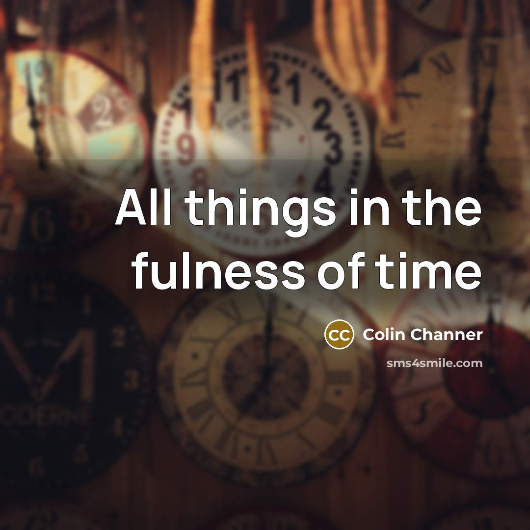 “All things in the fulness of time” quote by Colin Channer
