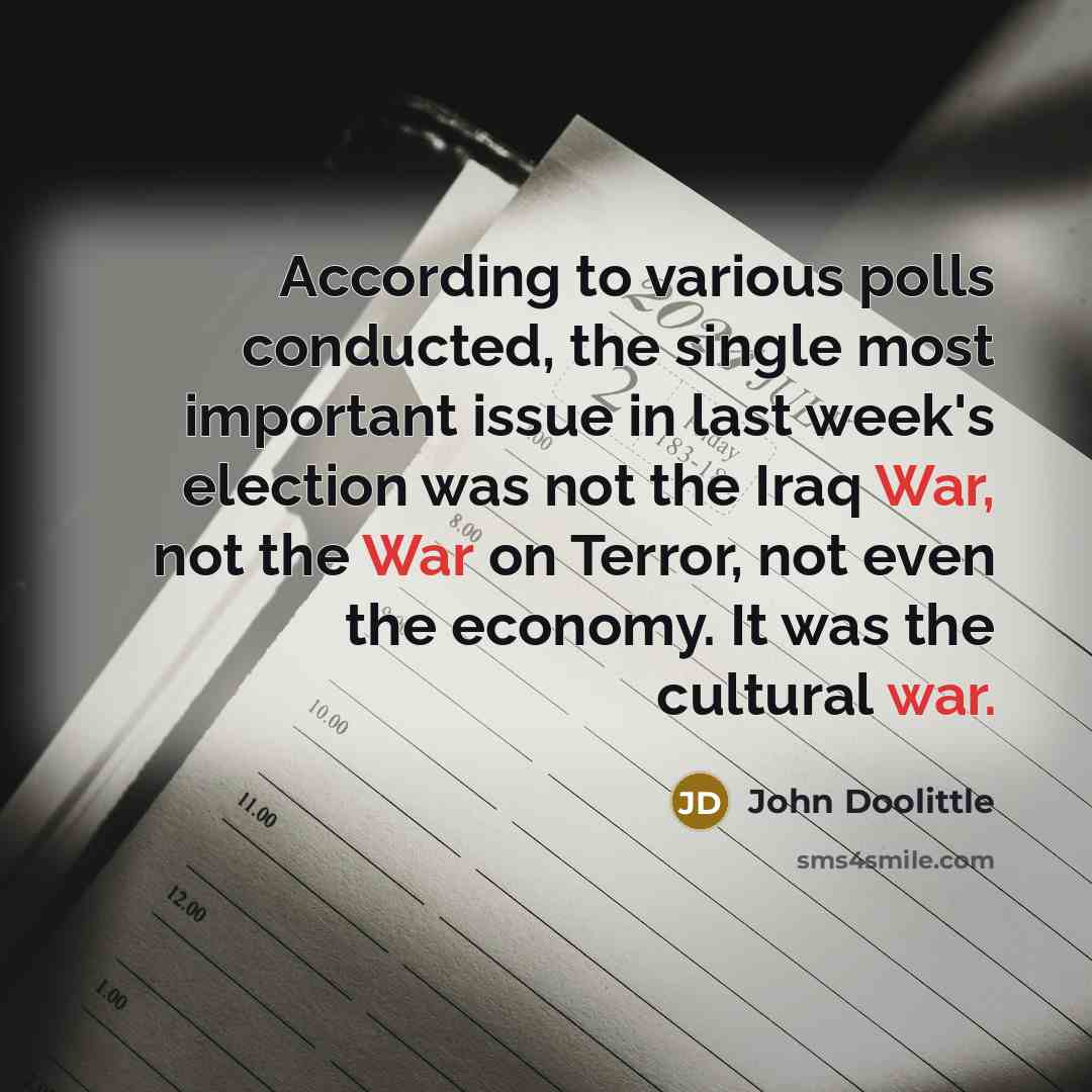 “According to various polls conducted, the single most important issue…” quote by John Doolittle