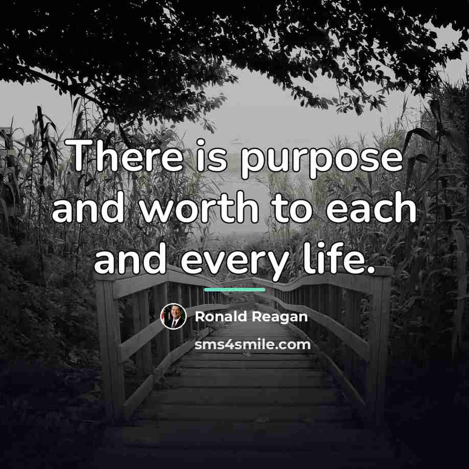 “There is purpose and worth to each and every life.…” quote by Ronald Reagan