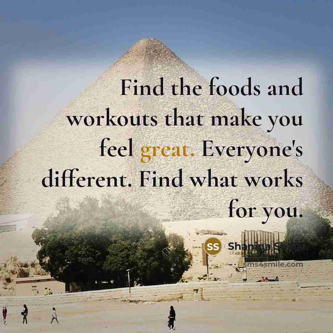 “Find the foods and workouts that make you feel great.…” quote by Shanina Shaik