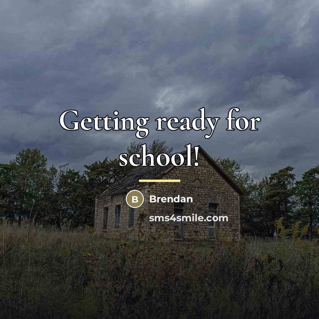 “Getting ready for school!…” quote by Brendan