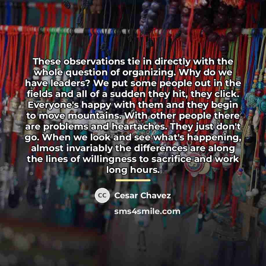“These observations tie in directly with the whole question of…” quote by Cesar Chavez