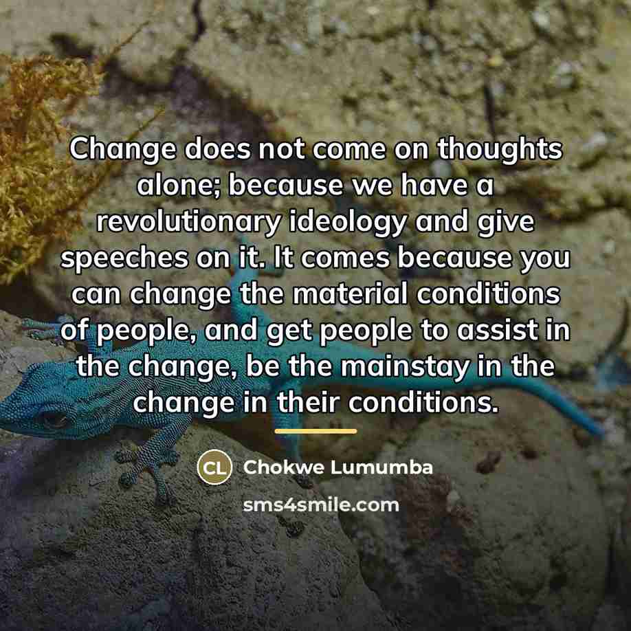 “Change does not come on thoughts alone; because we have…” quote by Chokwe Lumumba