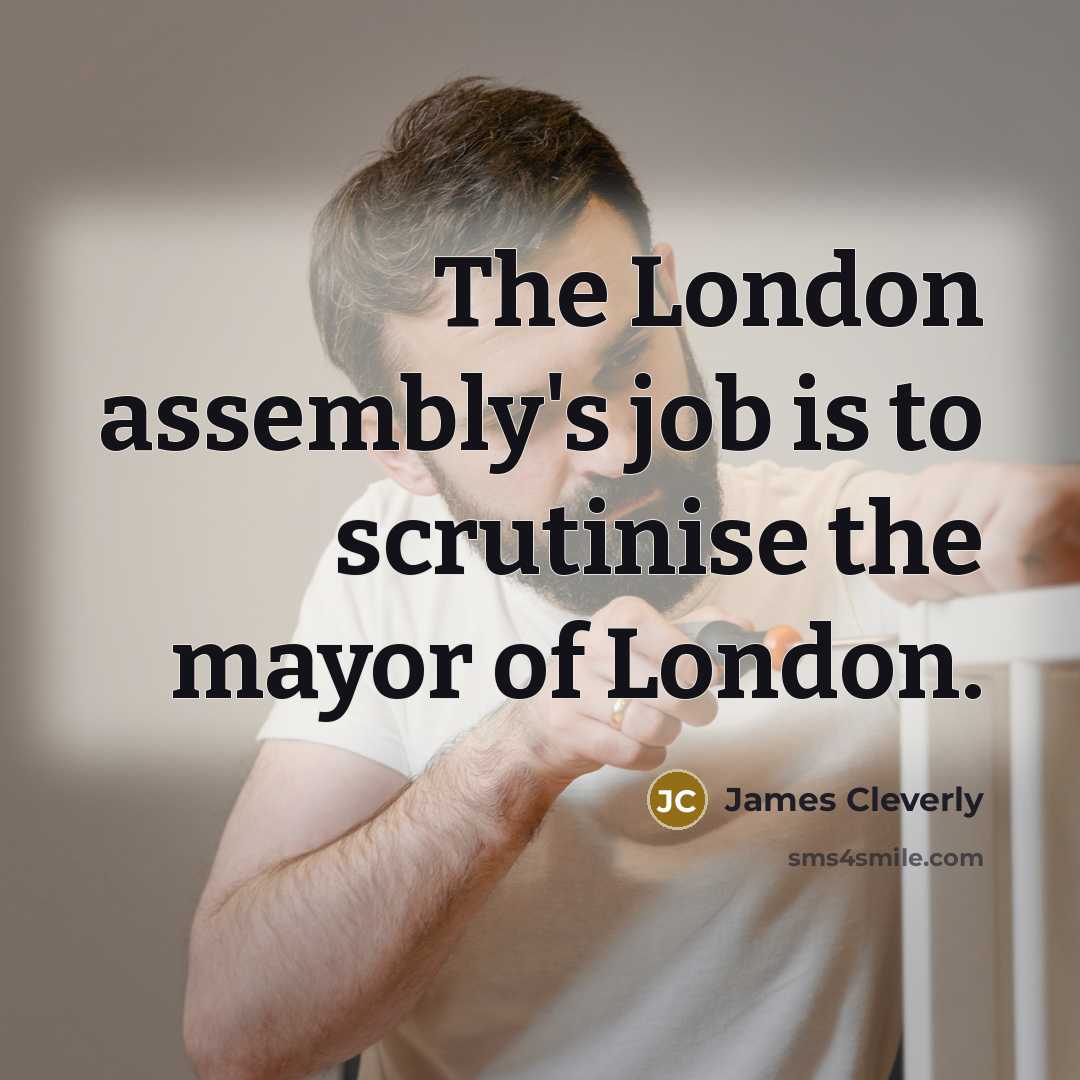 “The London assembly's job is to scrutinise the mayor of…” quote by James Cleverly