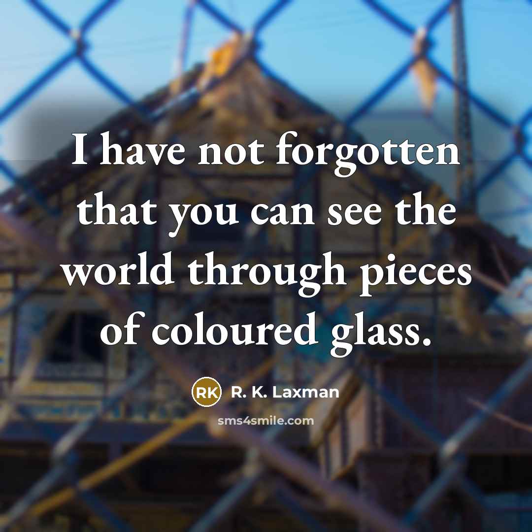 “I have not forgotten that you can see the world…” quote by R. K. Laxman