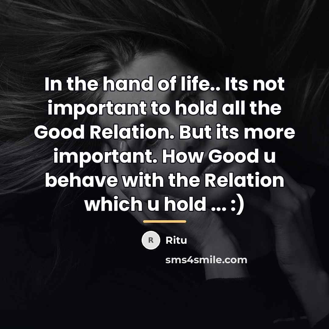 “In the hand of life.. Its not important to hold…” quote by Ritu
