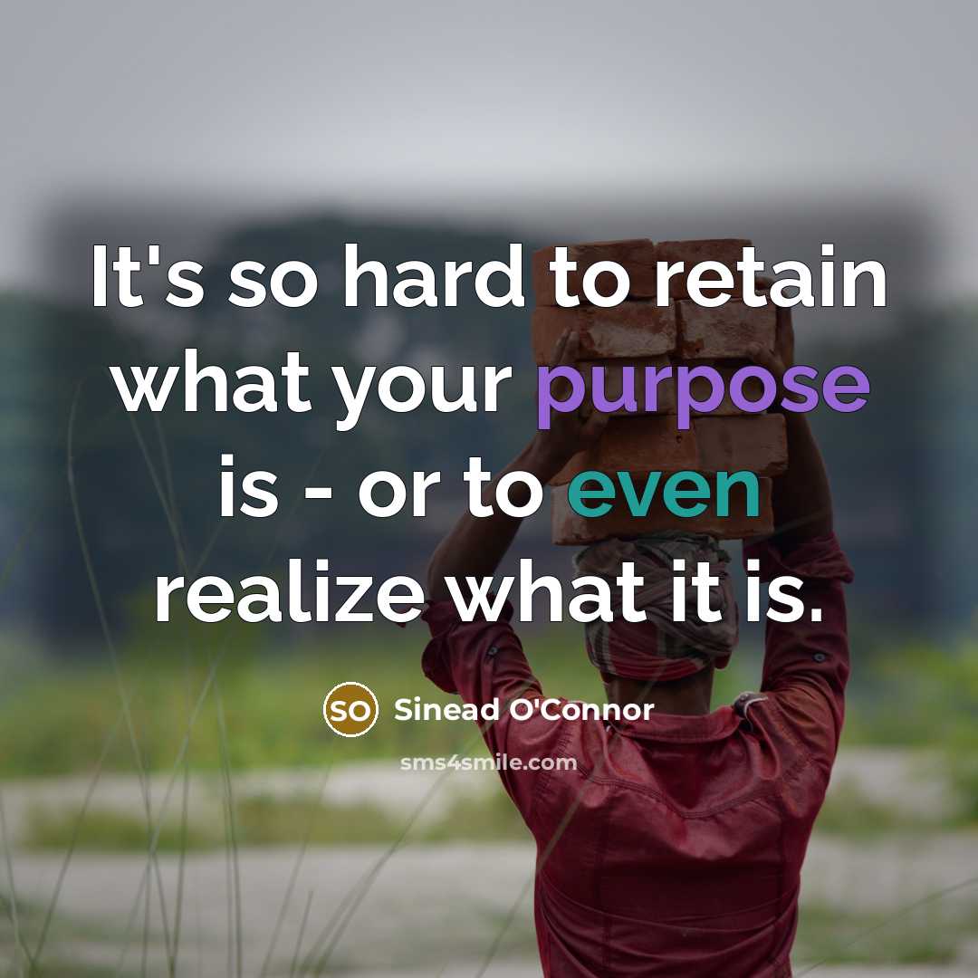 “It's so hard to retain what your purpose is -…” quote by Sinead O'Connor