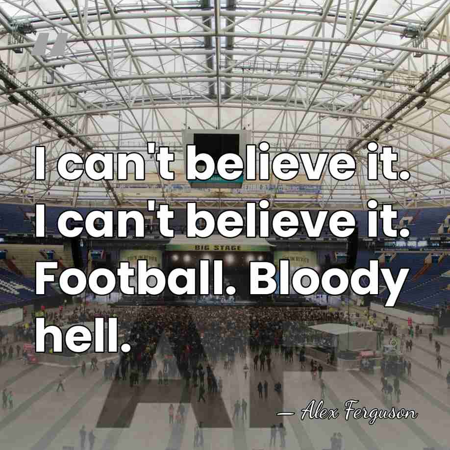I can't believe it. I can't believe it. Football. Bloody hell. - Alex Ferguson