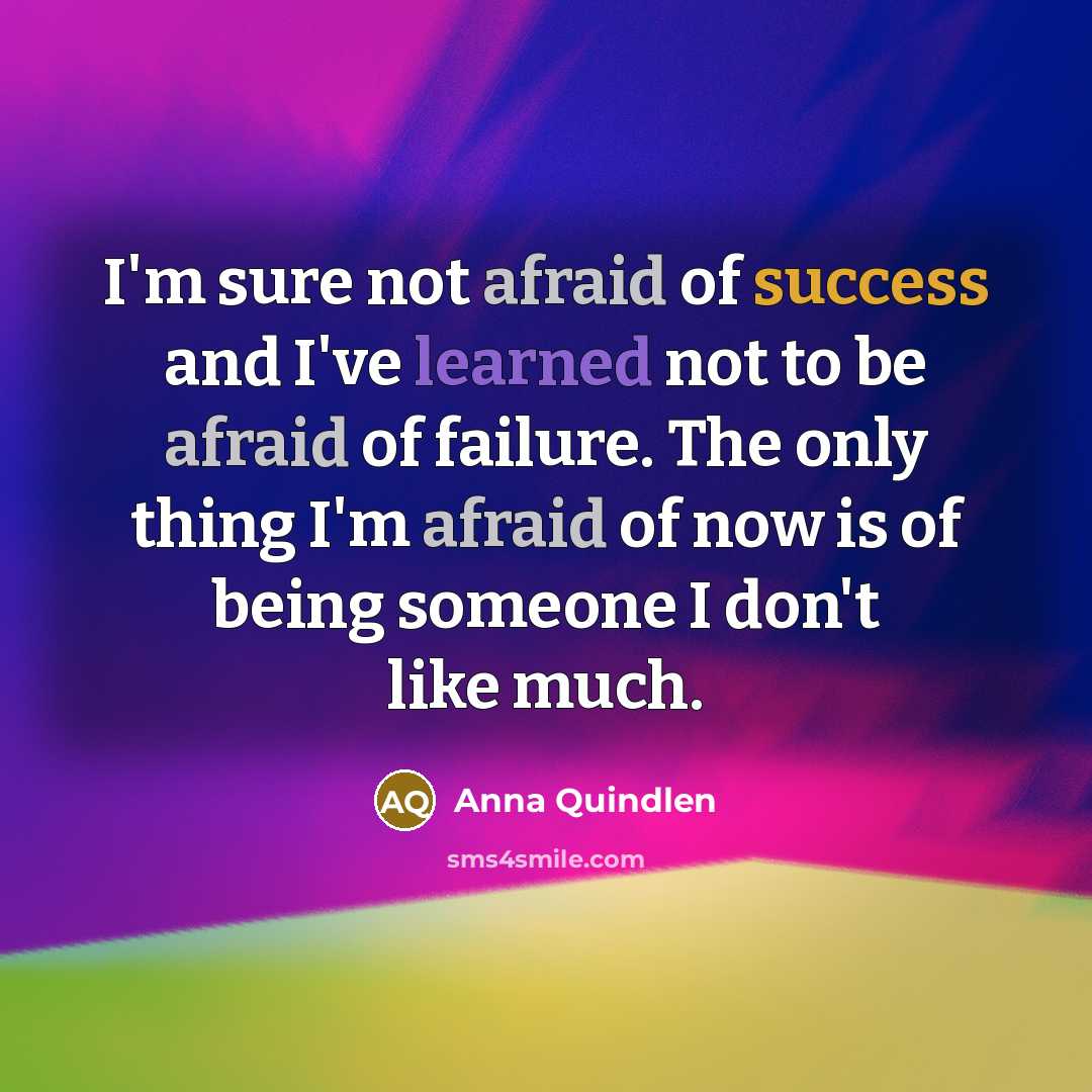 “I'm sure not afraid of success and I've learned not…” quote by Anna Quindlen