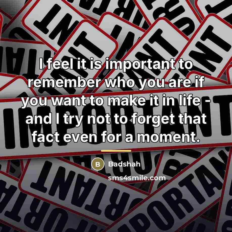 “I feel it is important to remember who you are…” quote by Badshah