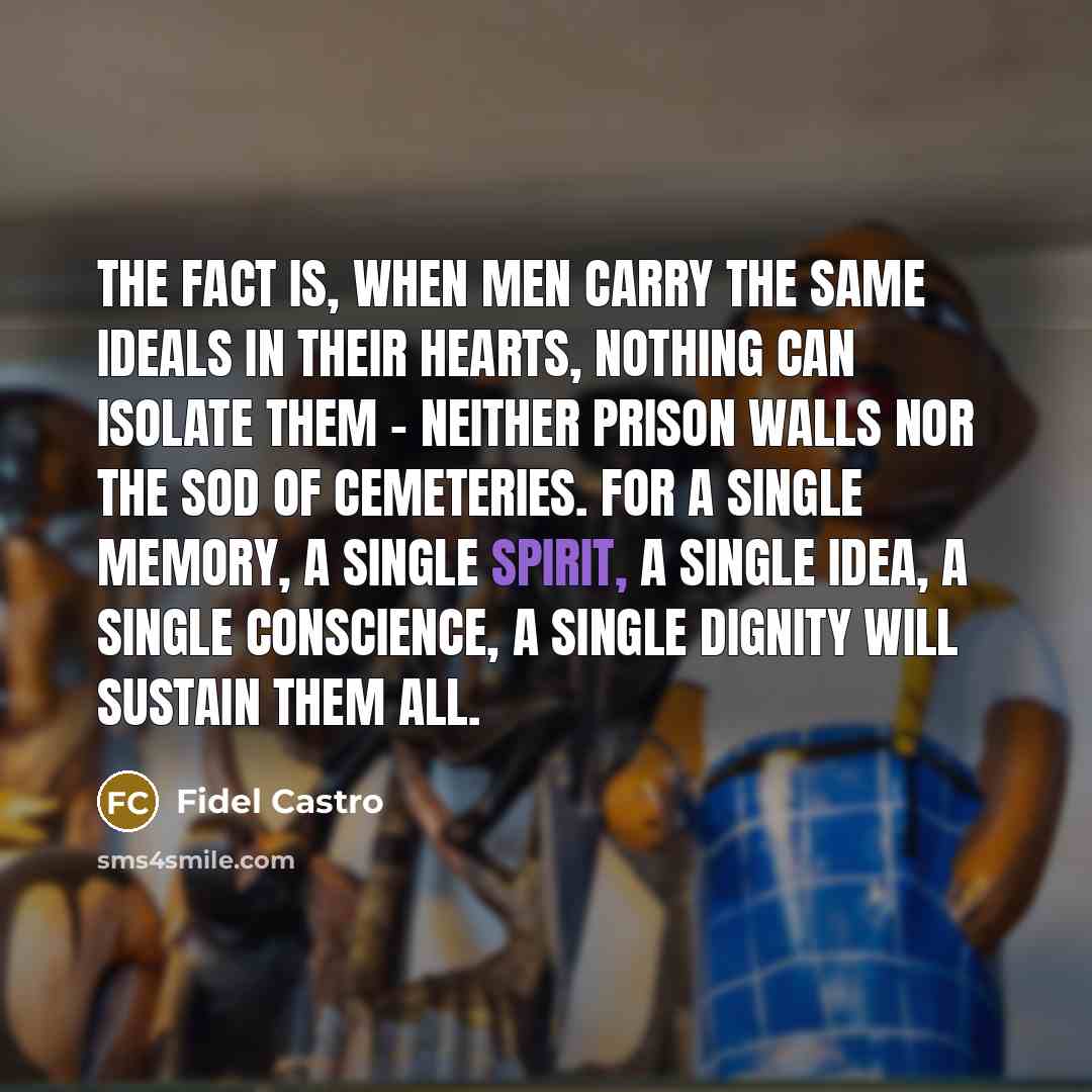 “The fact is, when men carry the same ideals in…” quote by Fidel Castro
