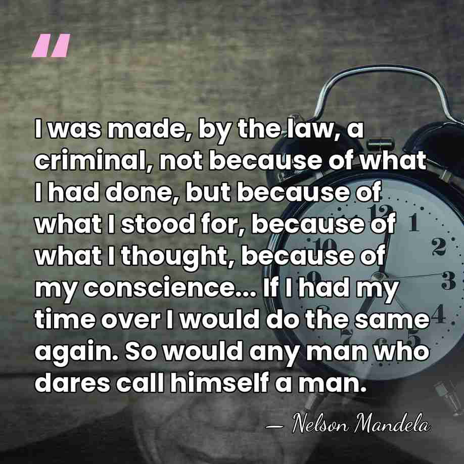 I was made, by the law, a criminal, not because of what&hellip; - Nelson Mandela