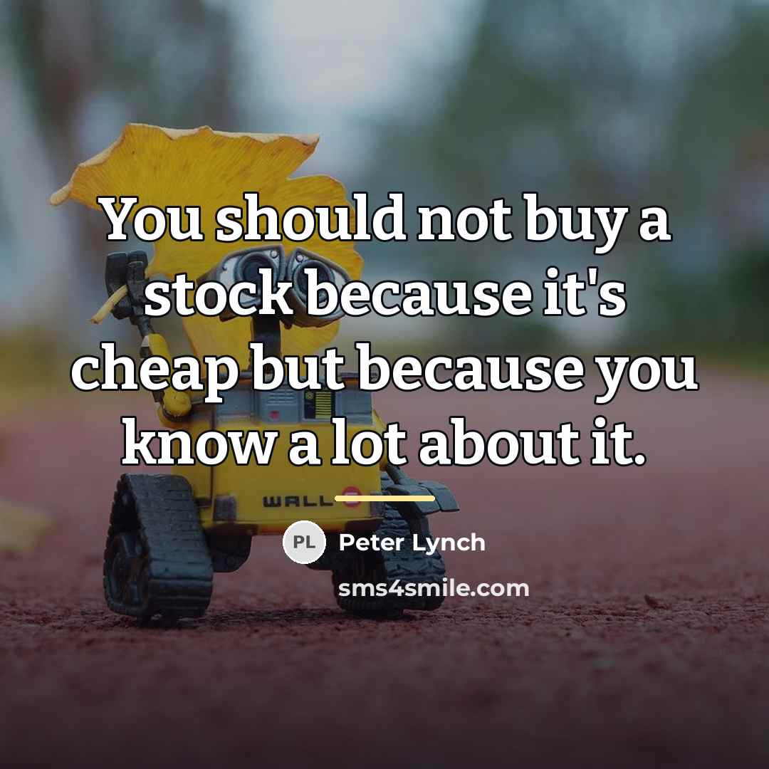 “You should not buy a stock because it's cheap but…” quote by Peter Lynch