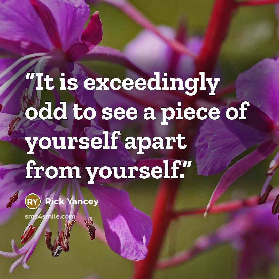 “It is exceedingly odd to see a piece of yourself apart from yourself.” quote by Rick Yancey