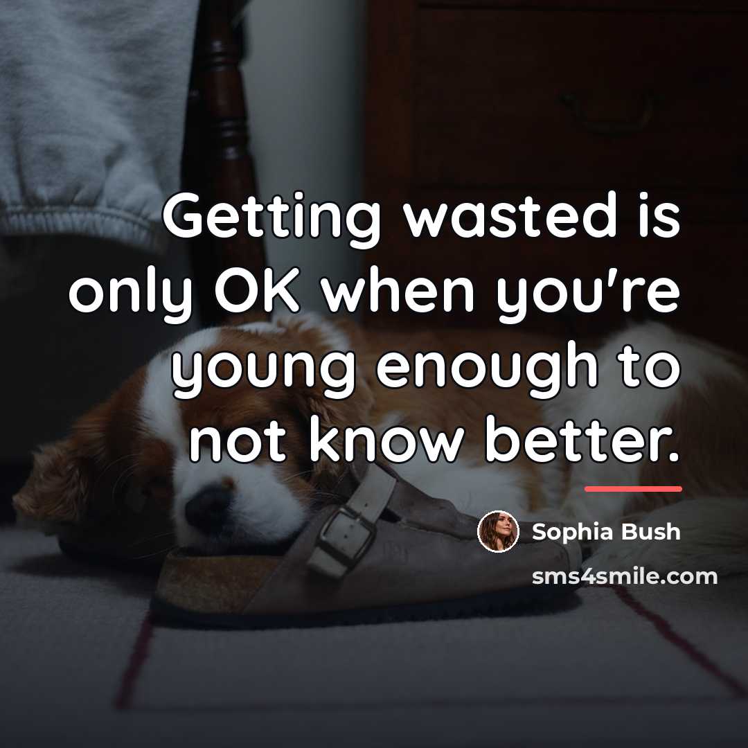 “Getting wasted is only OK when you're young enough to…” quote by Sophia Bush