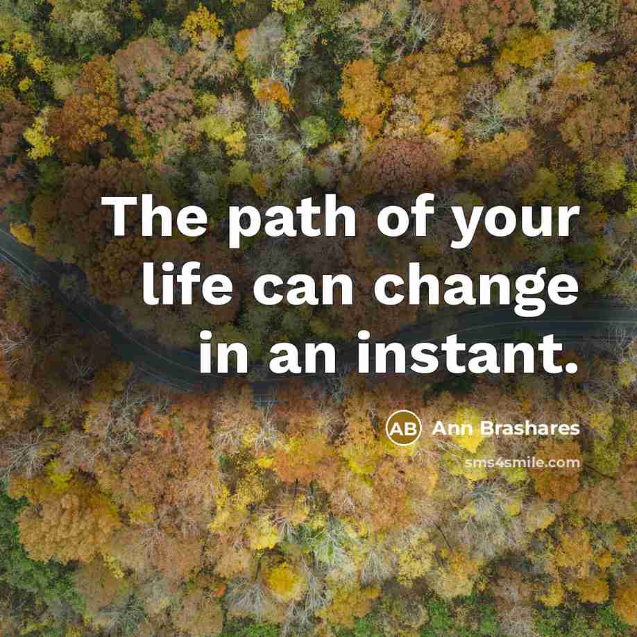 “The path of your life can change in an instant.…” quote by Ann Brashares