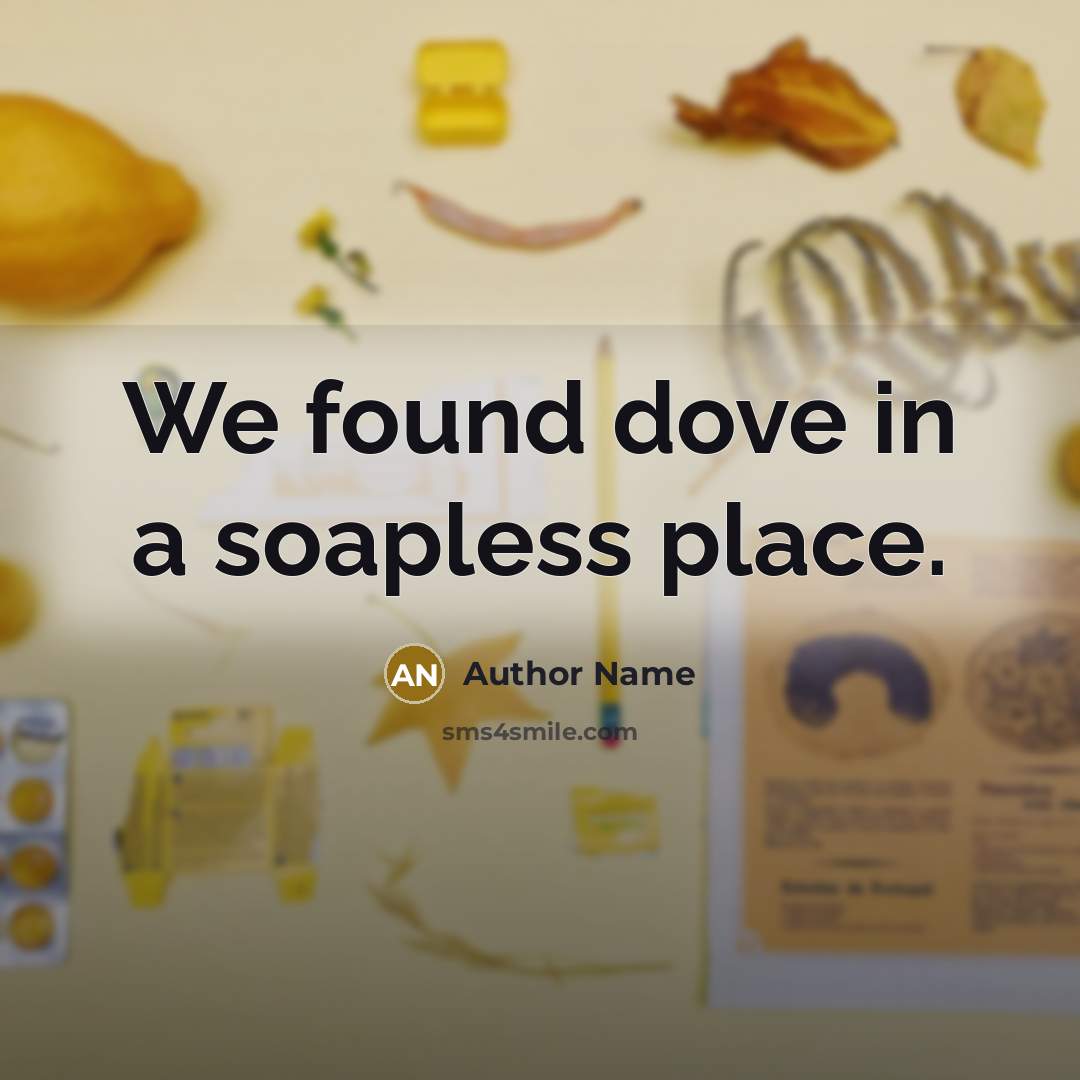 “We found dove in a soapless place.…” quote by Author Name