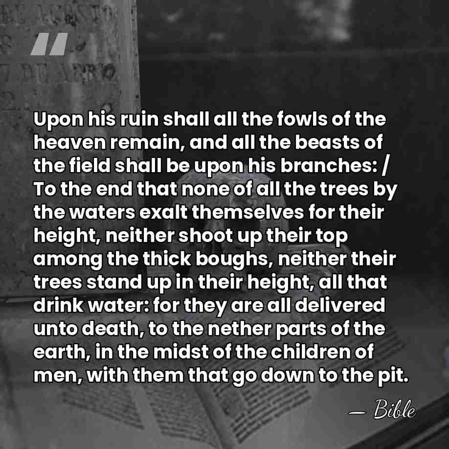 Upon his ruin shall all the fowls of the heaven remain, and&hellip; - Bible