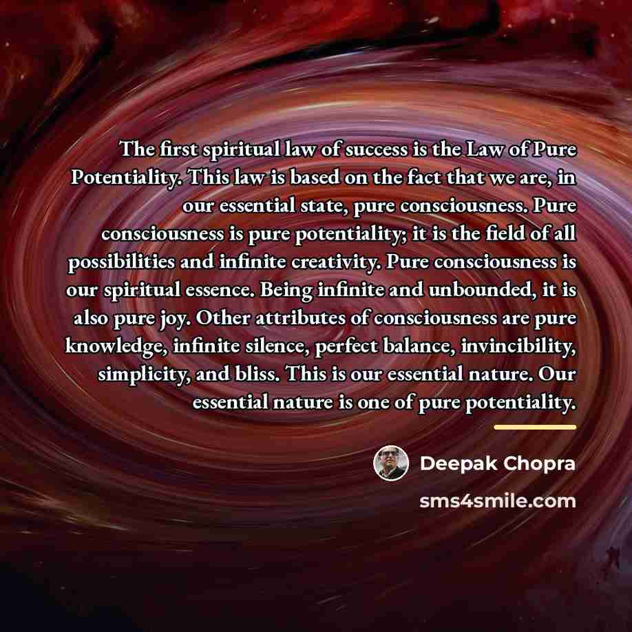 “The first spiritual law of success is the Law of…” quote by Deepak Chopra