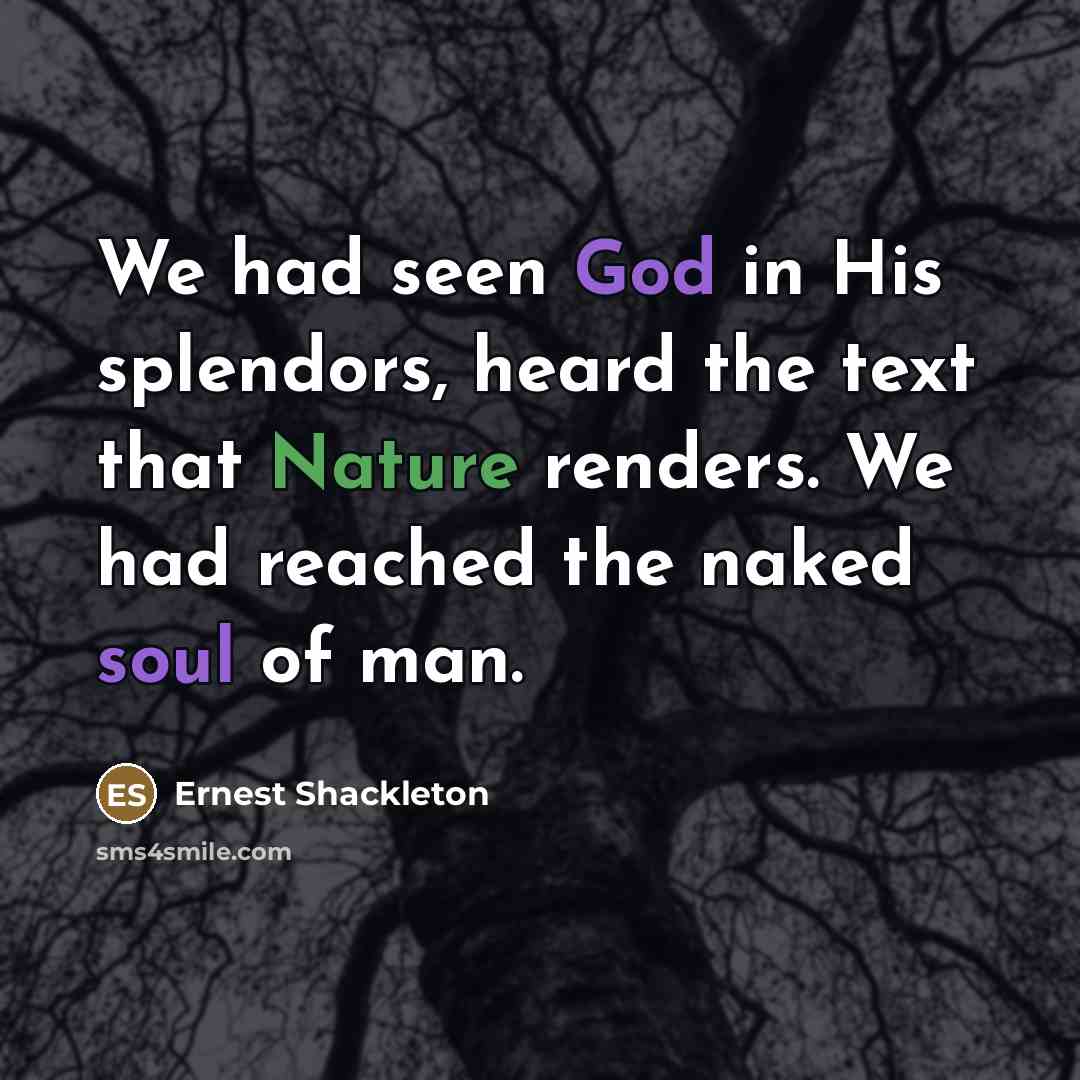 “We had seen God in His splendors, heard the text…” quote by Ernest Shackleton