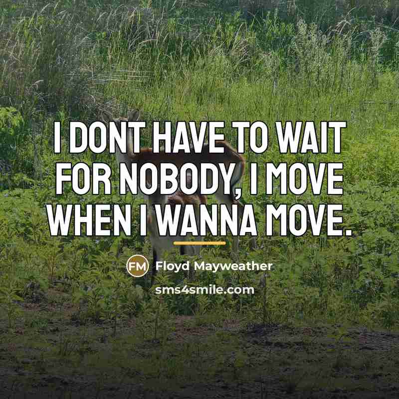 “I dont have to wait for nobody, I move when…” quote by Floyd Mayweather