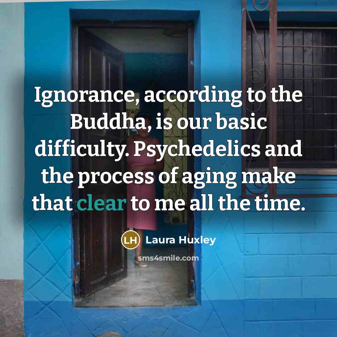 “Ignorance, according to the Buddha, is our basic difficulty. Psychedelics…” quote by Laura Huxley