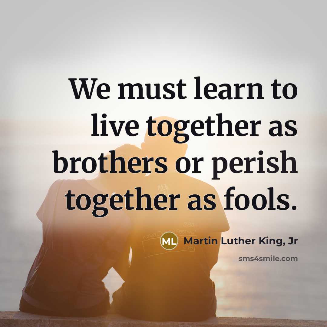 “We must learn to live together as brothers or perish…” quote by Martin Luther King, Jr