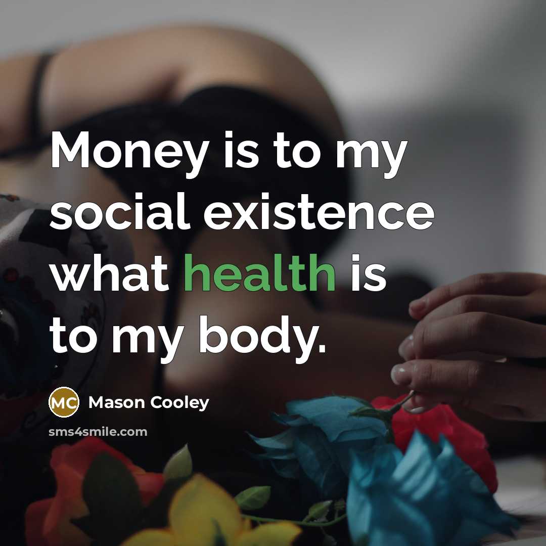 “Money is to my social existence what health is to…” quote by Mason Cooley
