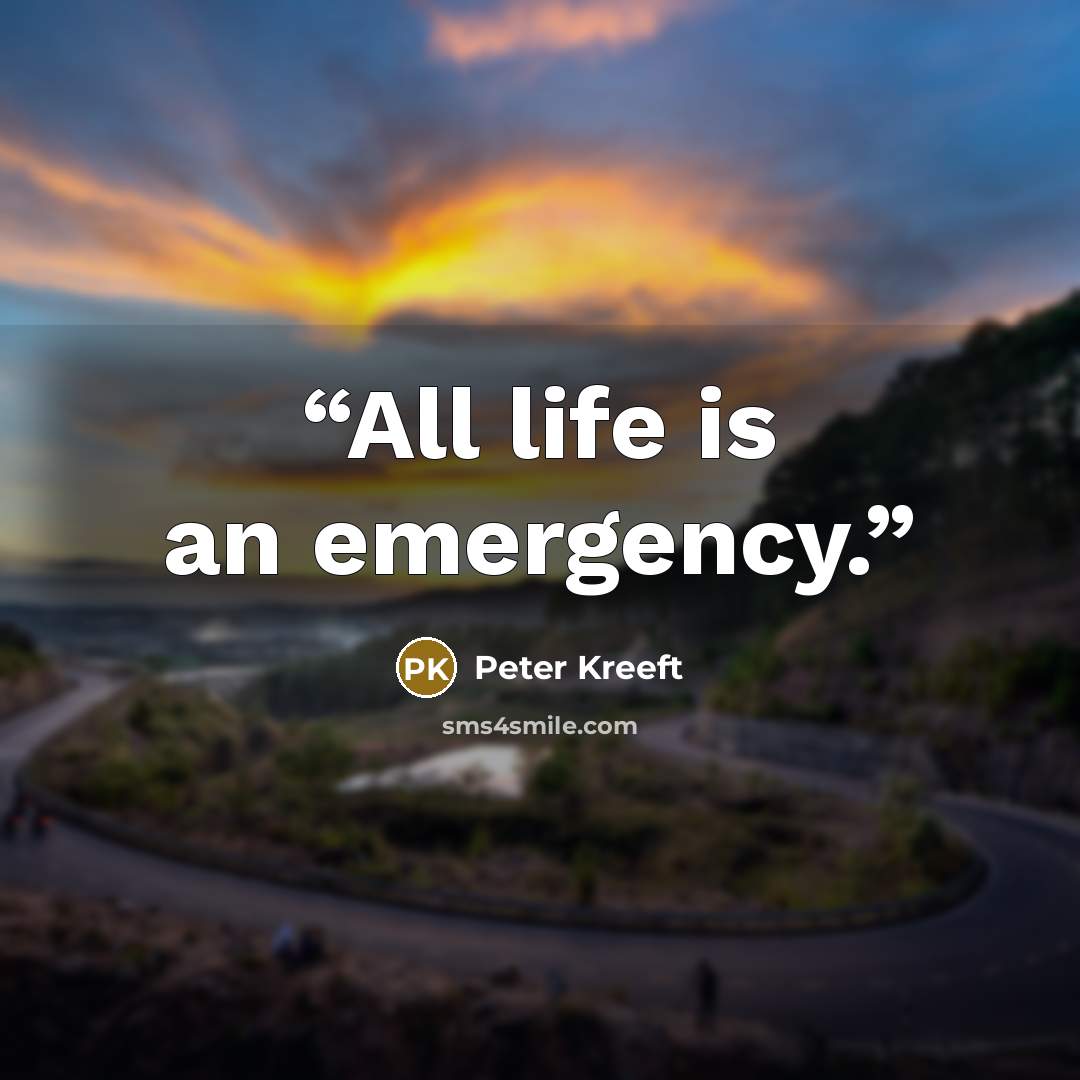 “All life is an emergency.” quote by Peter Kreeft
