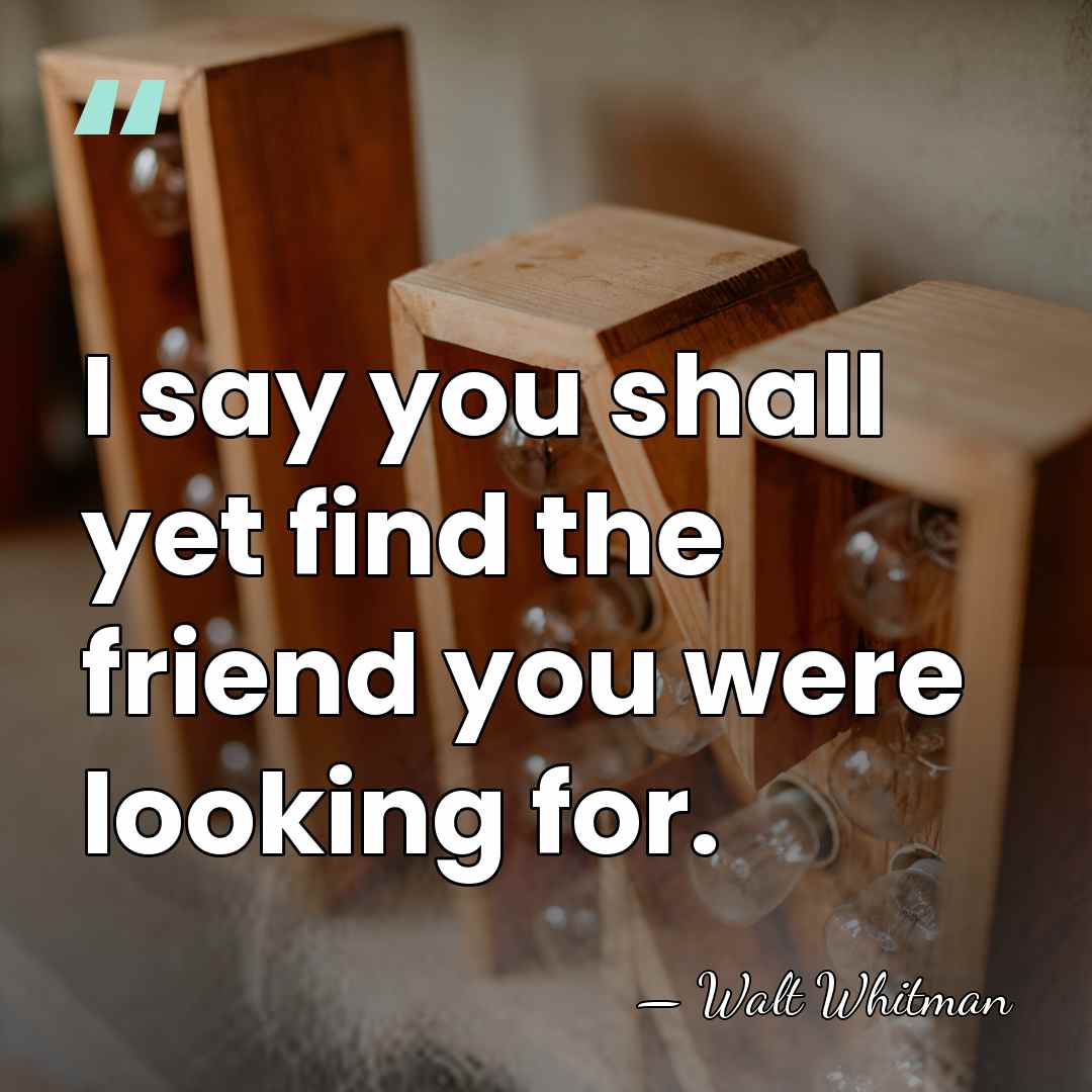 I say you shall yet find the friend you were looking for. - Walt Whitman