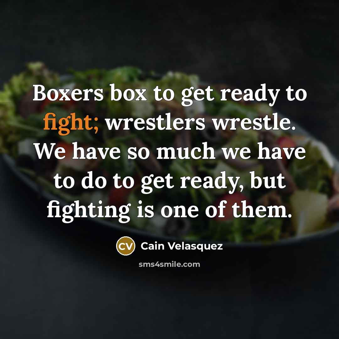 “Boxers box to get ready to fight; wrestlers wrestle. We…” quote by Cain Velasquez