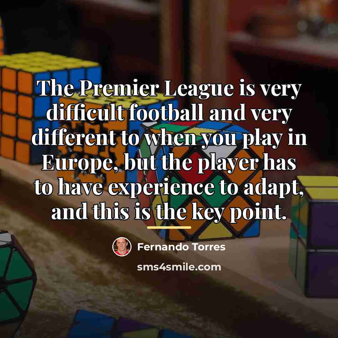 “The Premier League is very difficult football and very different…” quote by Fernando Torres