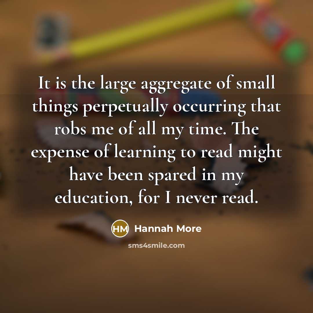 “It is the large aggregate of small things perpetually occurring…” quote by Hannah More
