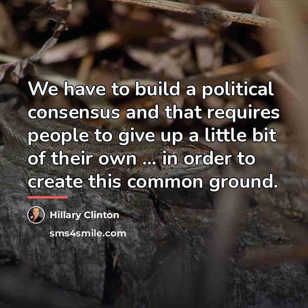 “We have to build a political consensus and that requires…” quote by Hillary Clinton