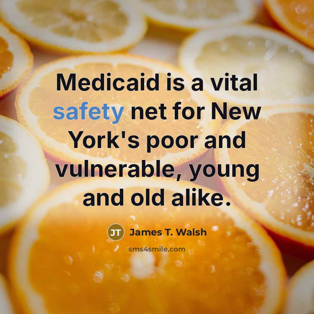 “Medicaid is a vital safety net for New York's poor and vulnerable, young and old alike.” quote by James T. Walsh