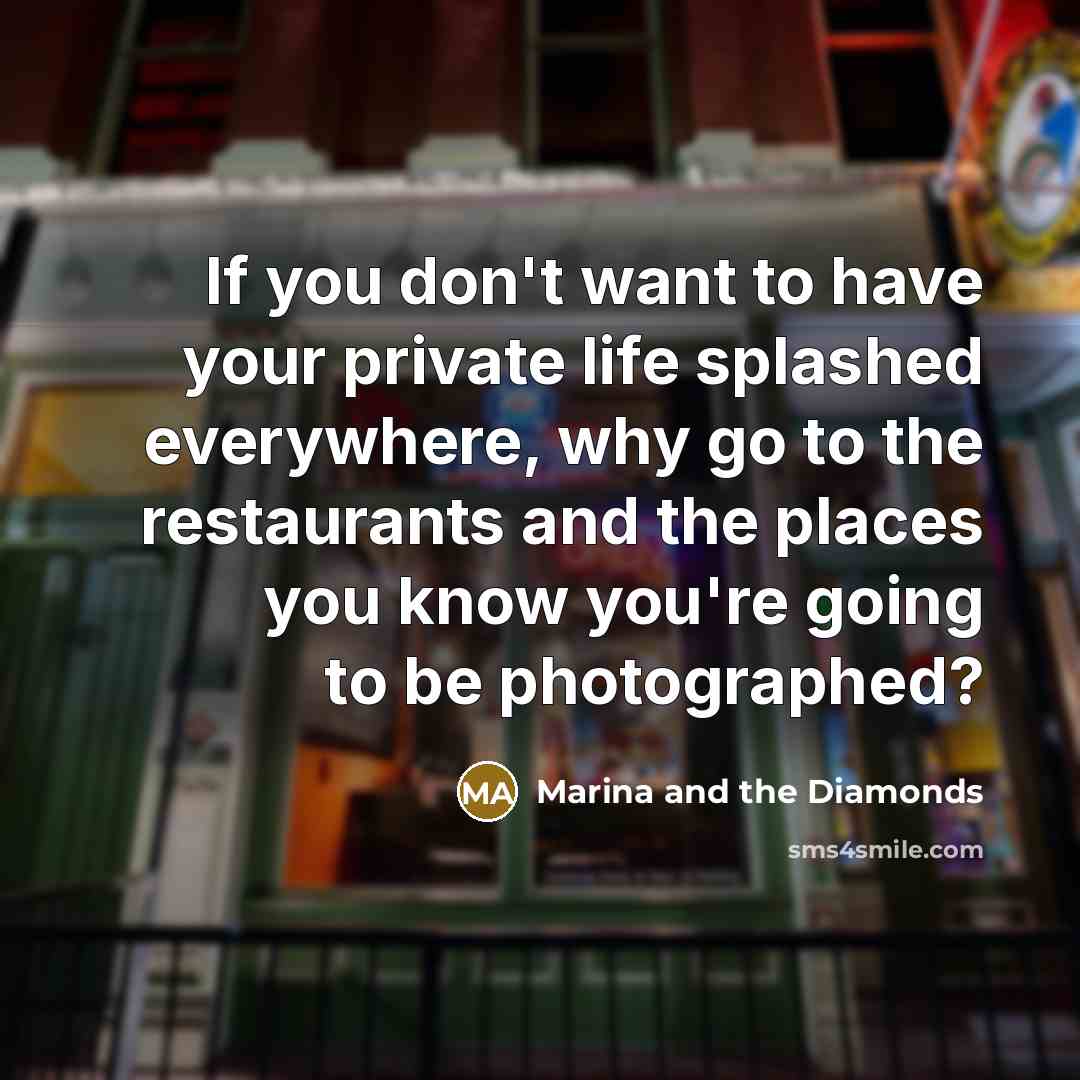 “If you don't want to have your private life splashed…” quote by Marina and the Diamonds