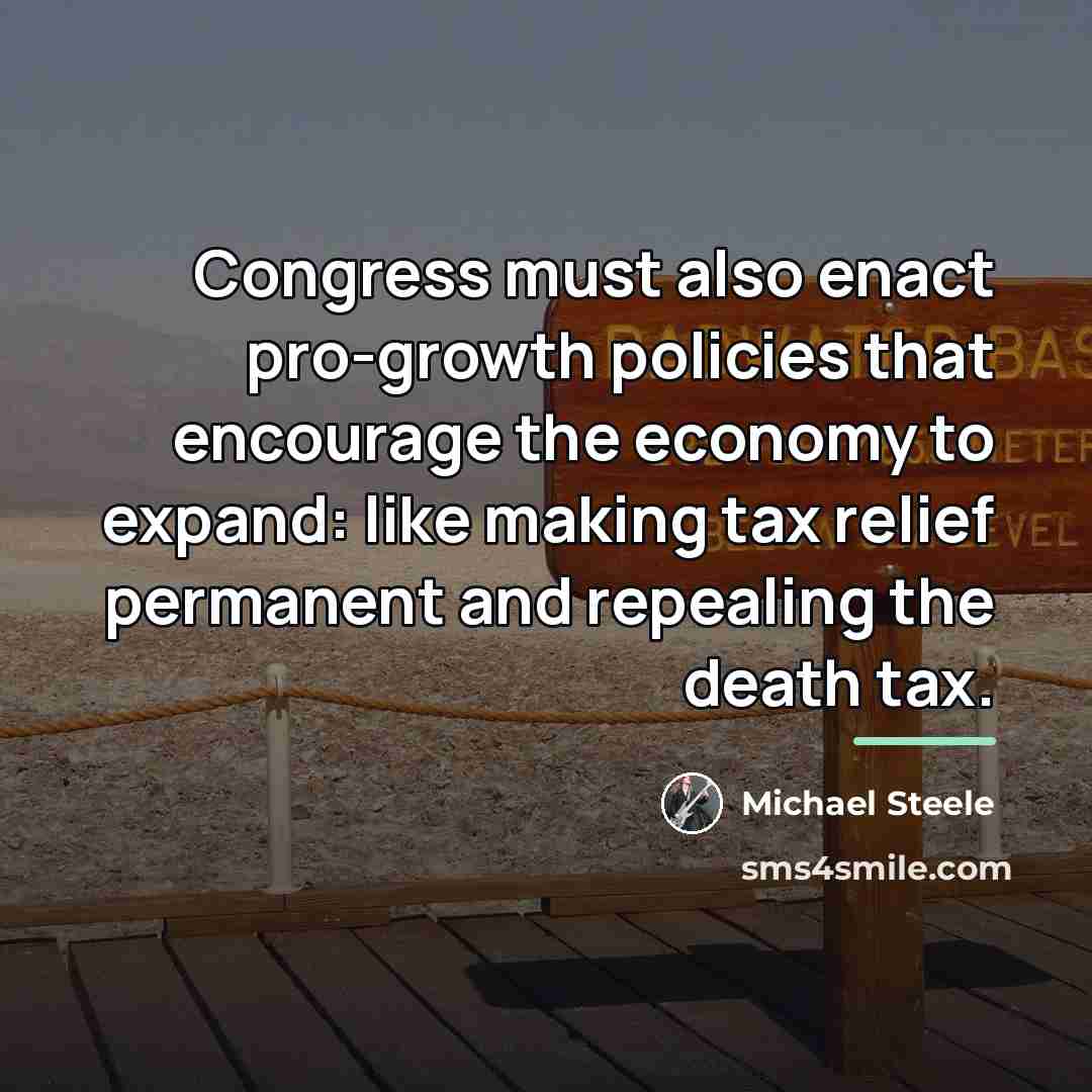“Congress must also enact pro-growth policies that encourage the economy…” quote by Michael Steele