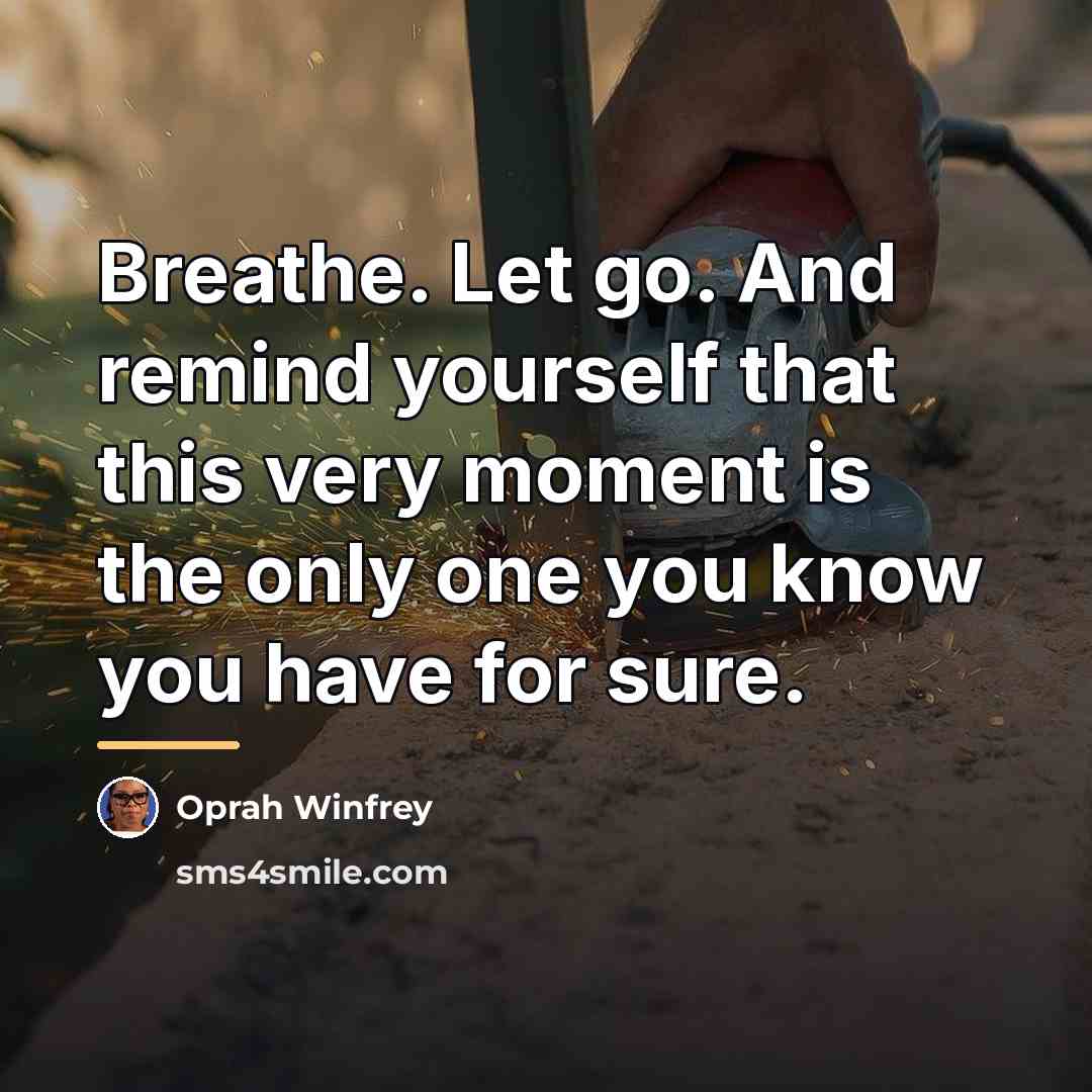 “Breathe. Let go. And remind yourself that this very moment…” quote by Oprah Winfrey