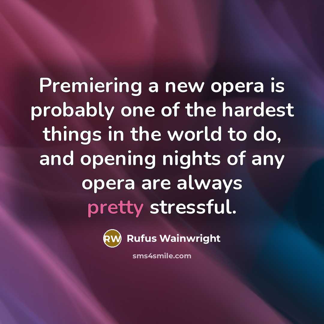 “Premiering a new opera is probably one of the hardest…” quote by Rufus Wainwright
