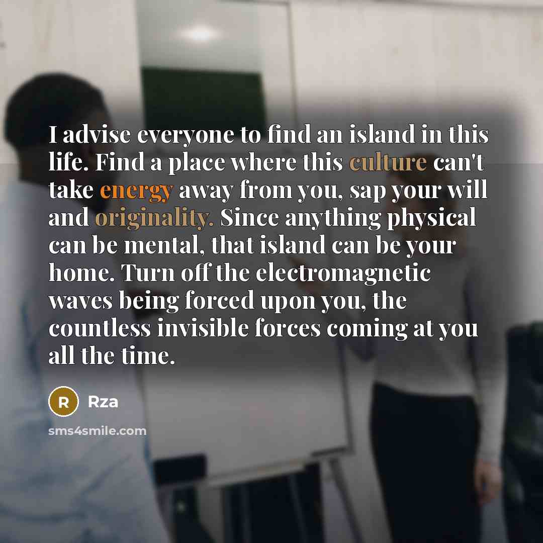 “I advise everyone to find an island in this life.…” quote by RZA