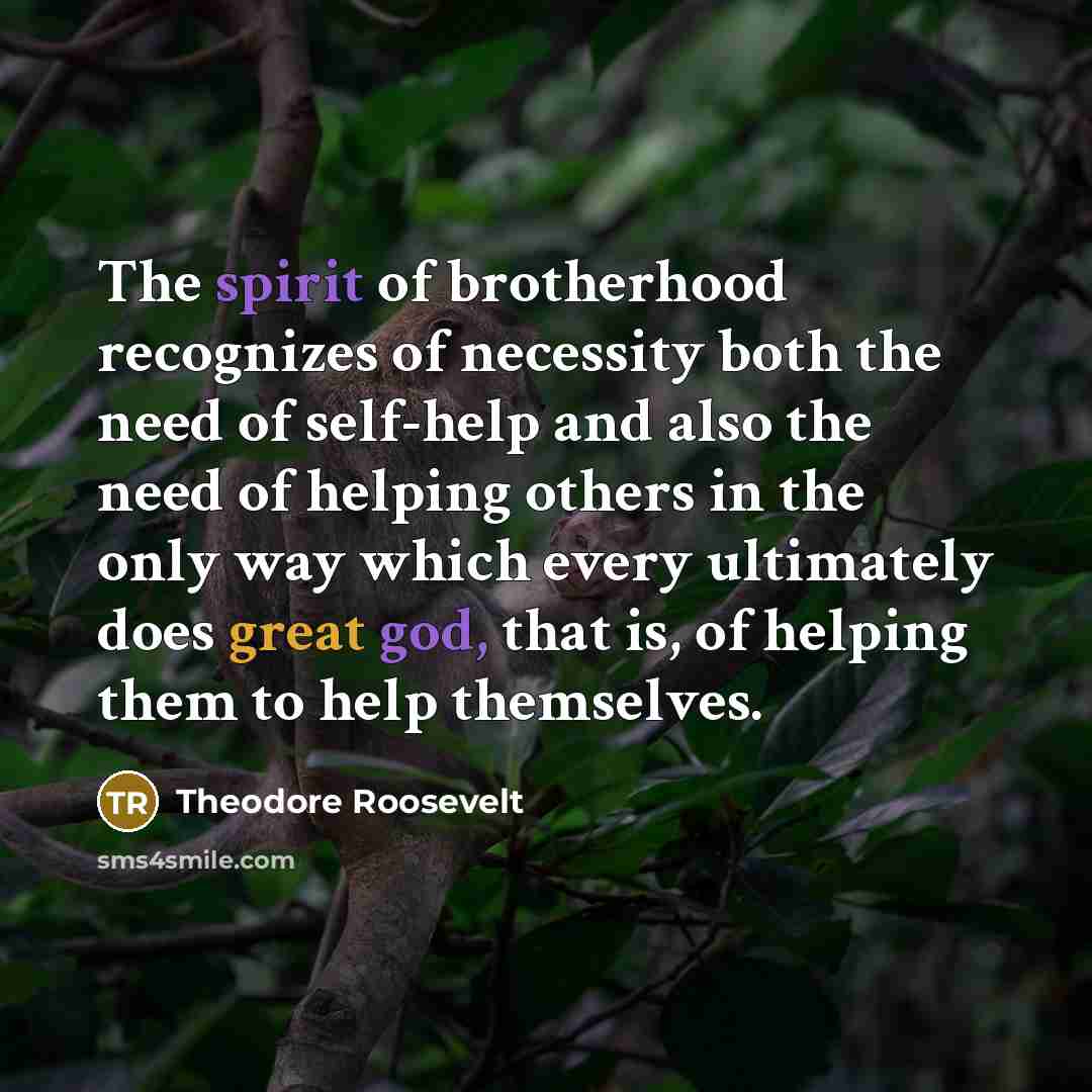 “The spirit of brotherhood recognizes of necessity both the need…” quote by Theodore Roosevelt